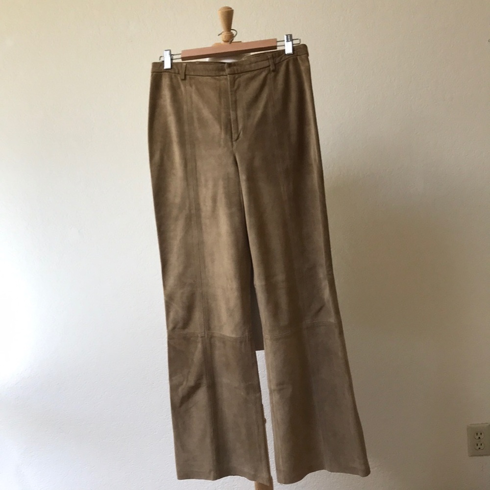 Suede wide leg pants